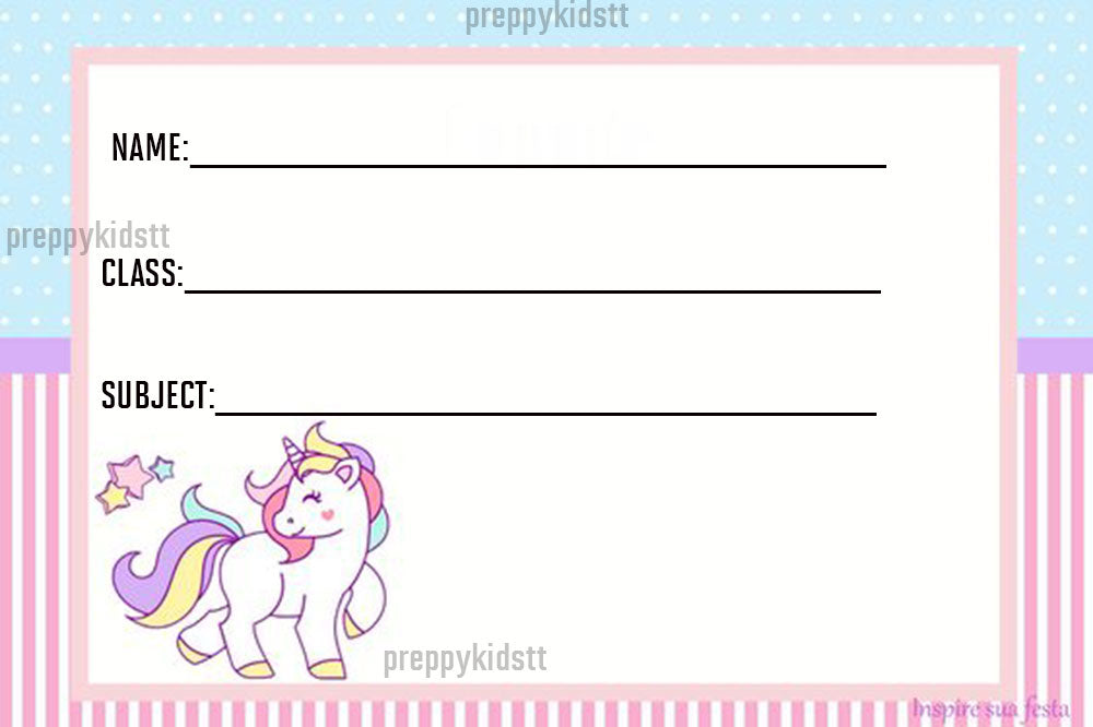 Unicorn school Labels (3 x 3 inches) HQ Waterproof stickers Name ...