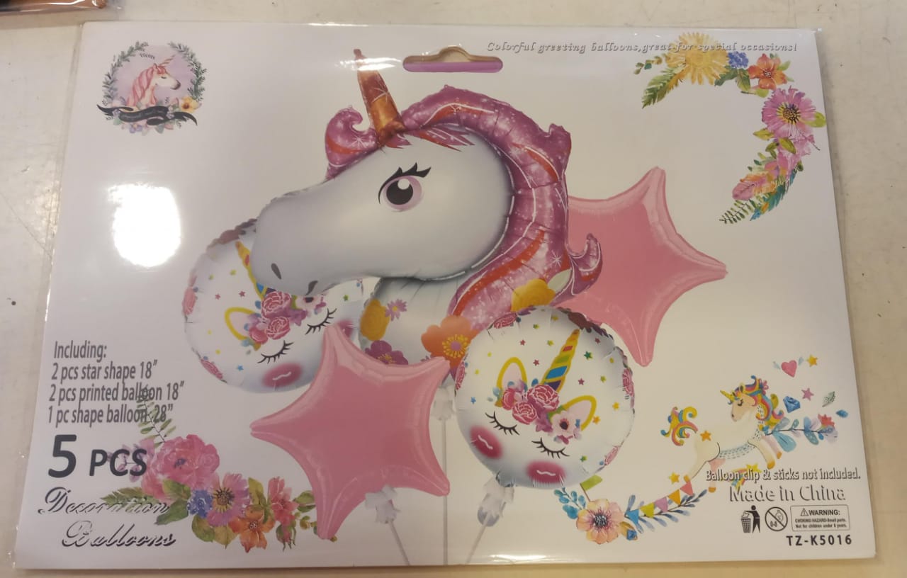 Unicorn Theme 5pc Foil Balloon