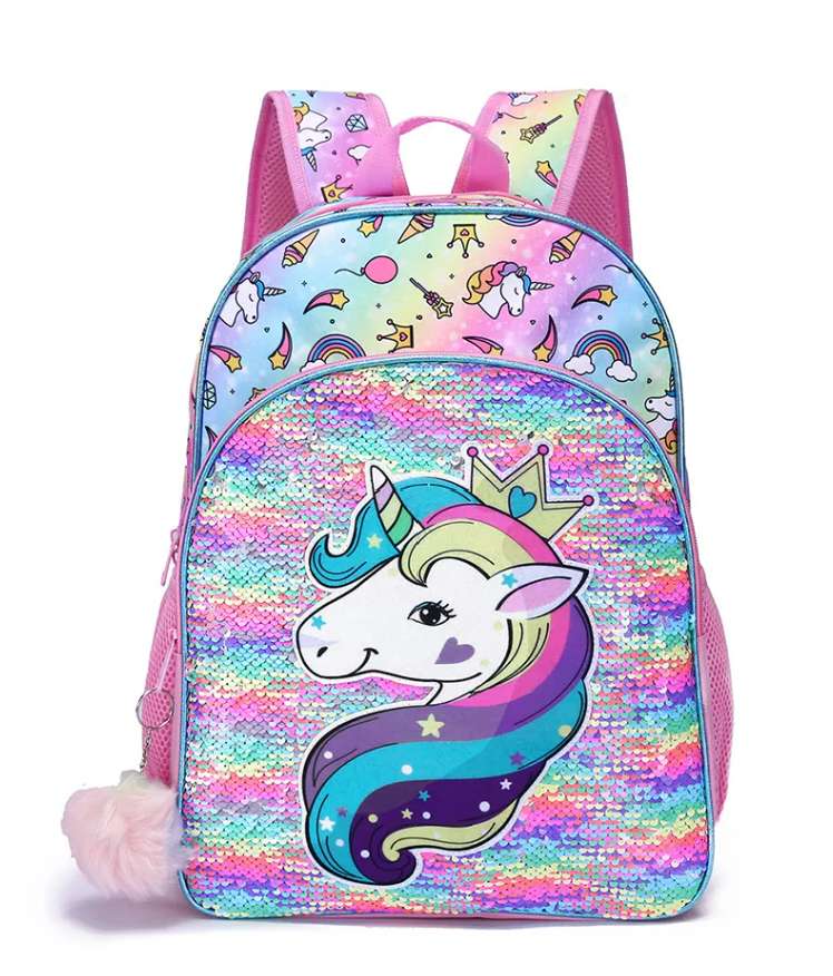 Unicorn bookbag set (Front zipper on bookbag)