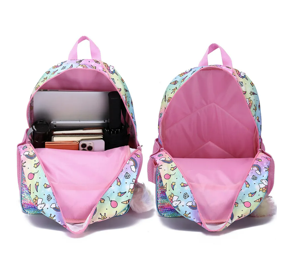 Unicorn bookbag set (Front zipper on bookbag)