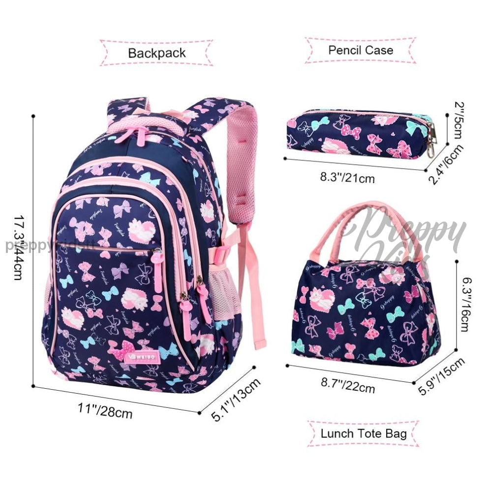 Weibo Girls Waterproof Backpack Set (3Pc) Backpack