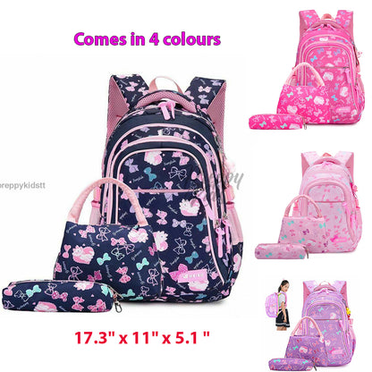 WEIBO Girls Waterproof Backpack set (3PC) Multi