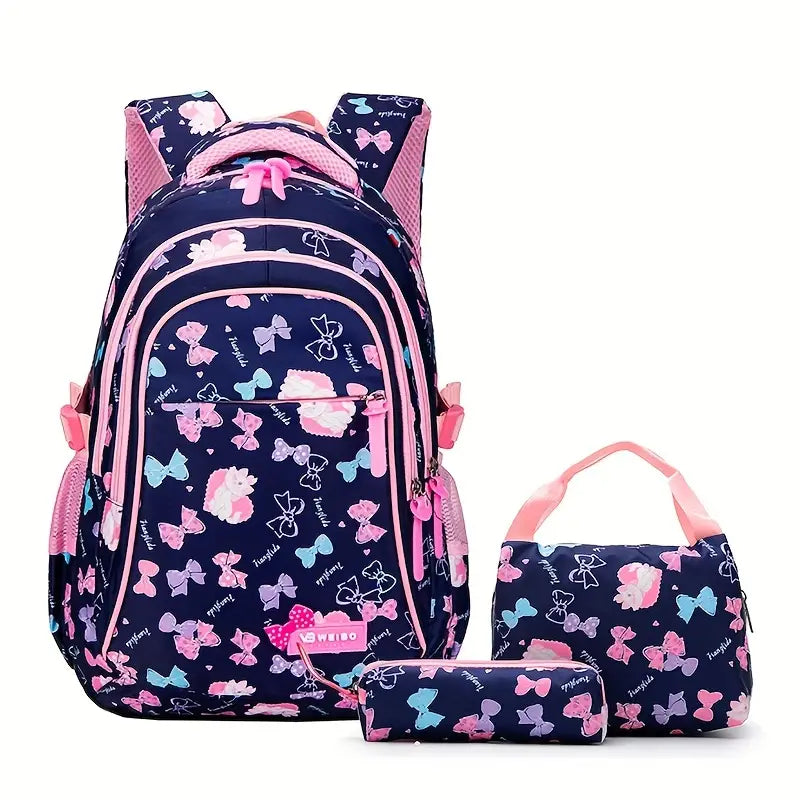 WEIBO Girls Waterproof Backpack set (3PC) Multi