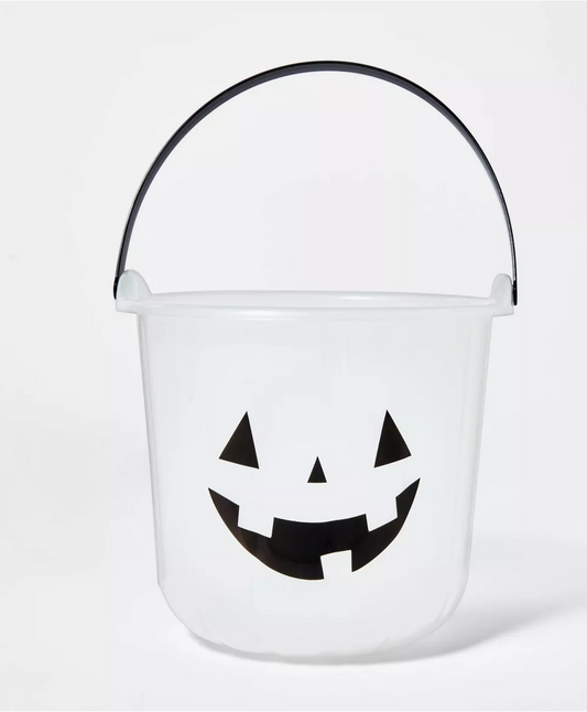 Halloween White Pumpkin Stackable Trick or Treat Pail (Glow in The Dark style) bucket