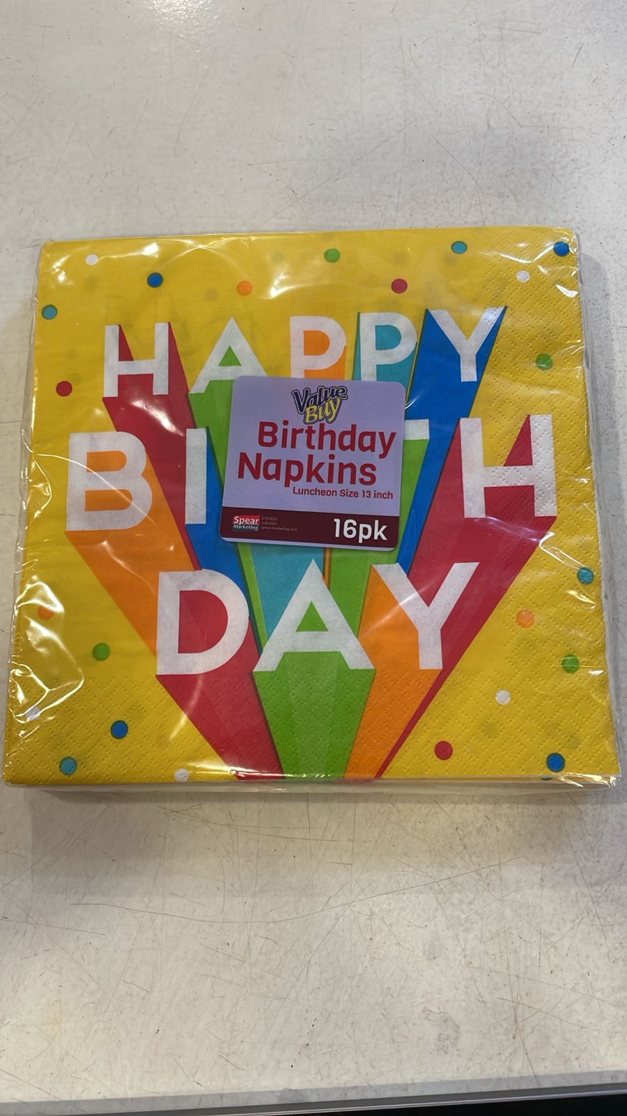Yellow Colorful Dots Happy Birthday Napkins (16 pk)