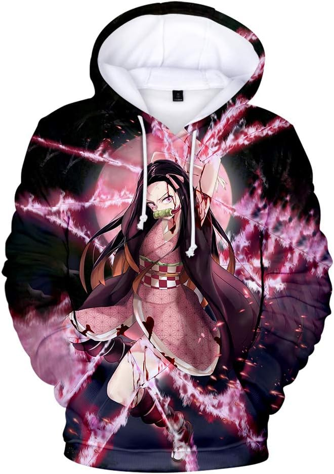 Demon Slayer Nezuko Pink Flames Hoodie (Zipper 3D)