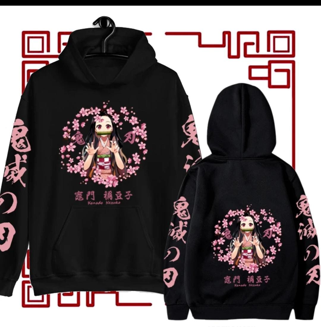 Demon Slayer Kamado Nezuko Flower Black Hoodie - Preppy Kids (Grand Bazaar)
