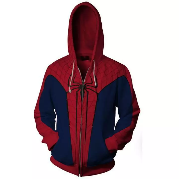 Spiderman Blue and Red Zipper Hoodie