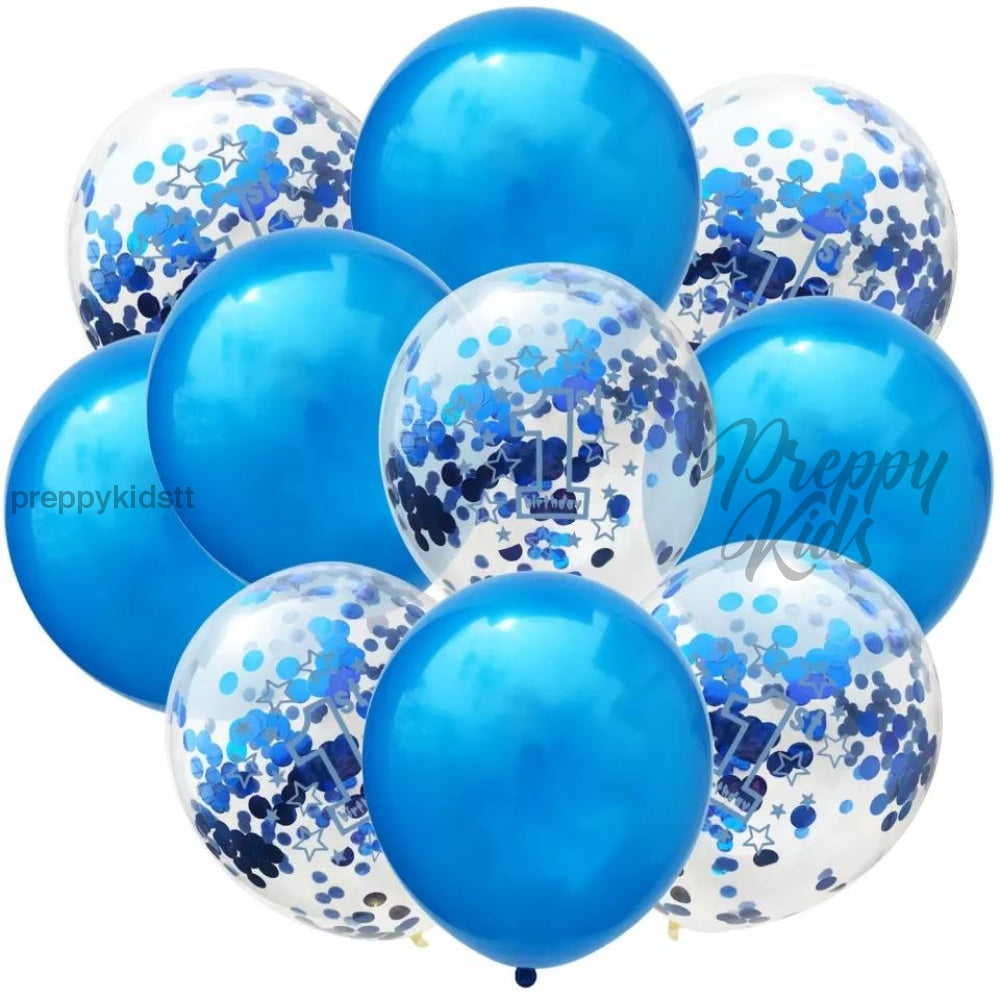 10 Pc Blue Confetti Balloon Party Decorations