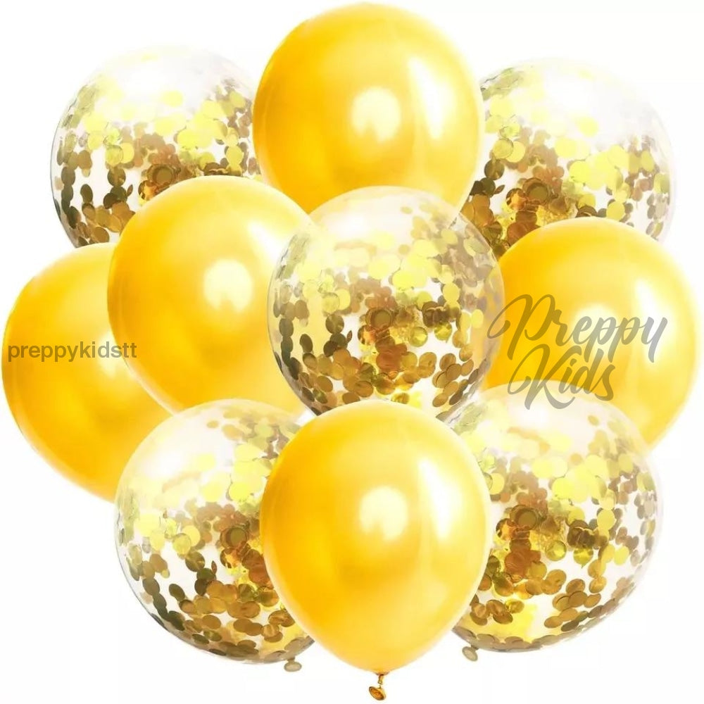 10 Pc Gold Confetti Balloon Party Decorations