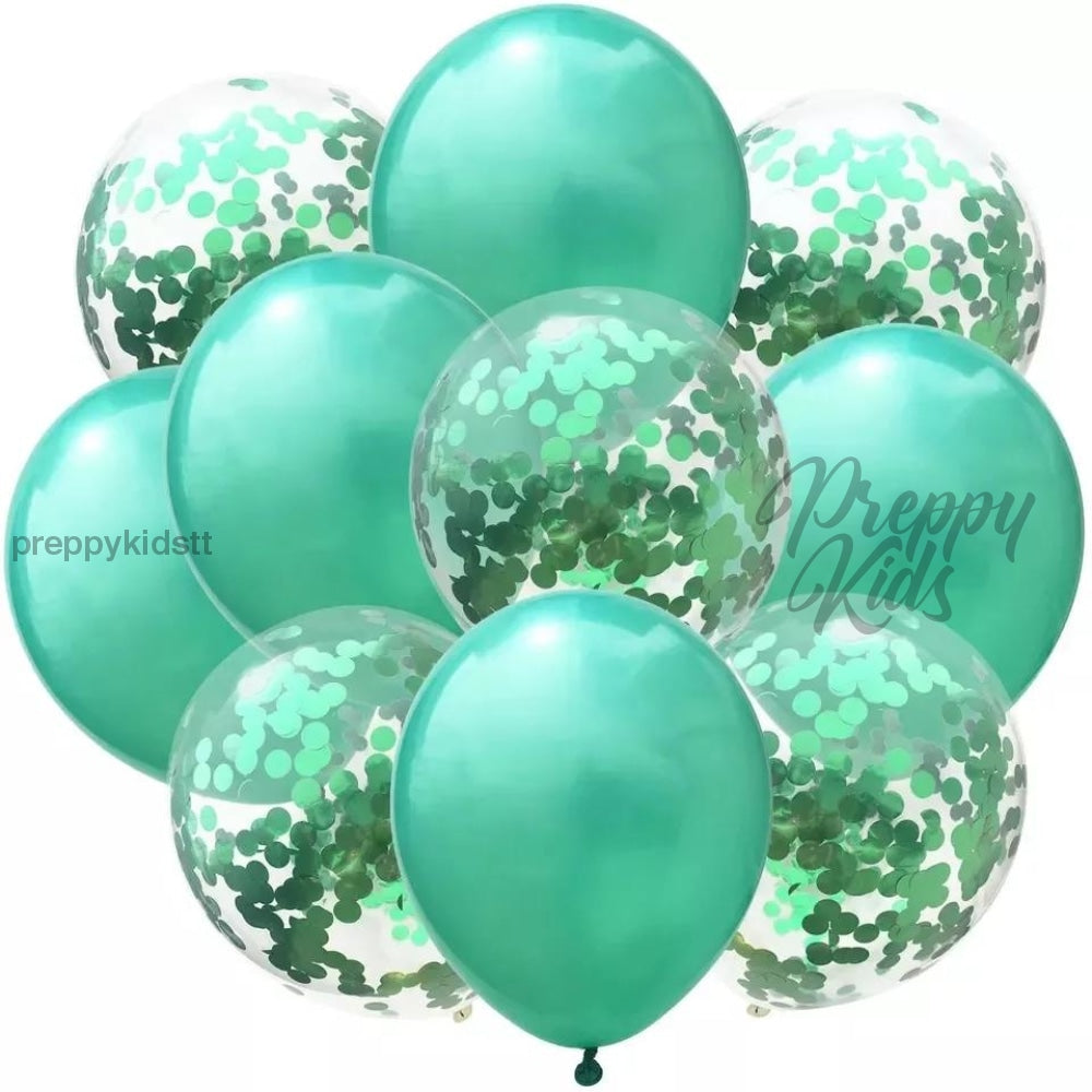 10 Pc Green Confetti Balloon Party Decorations