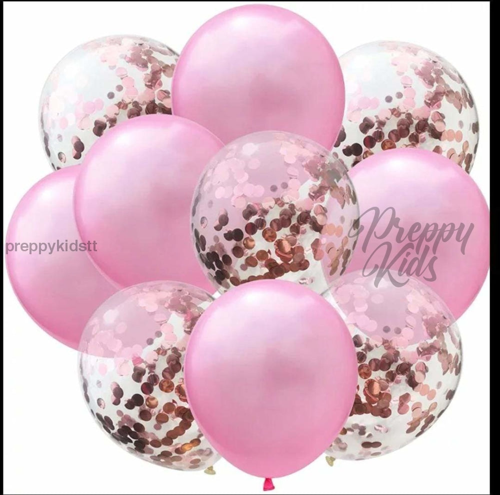 10 Pc Pink Confetti Balloon Party Decorations