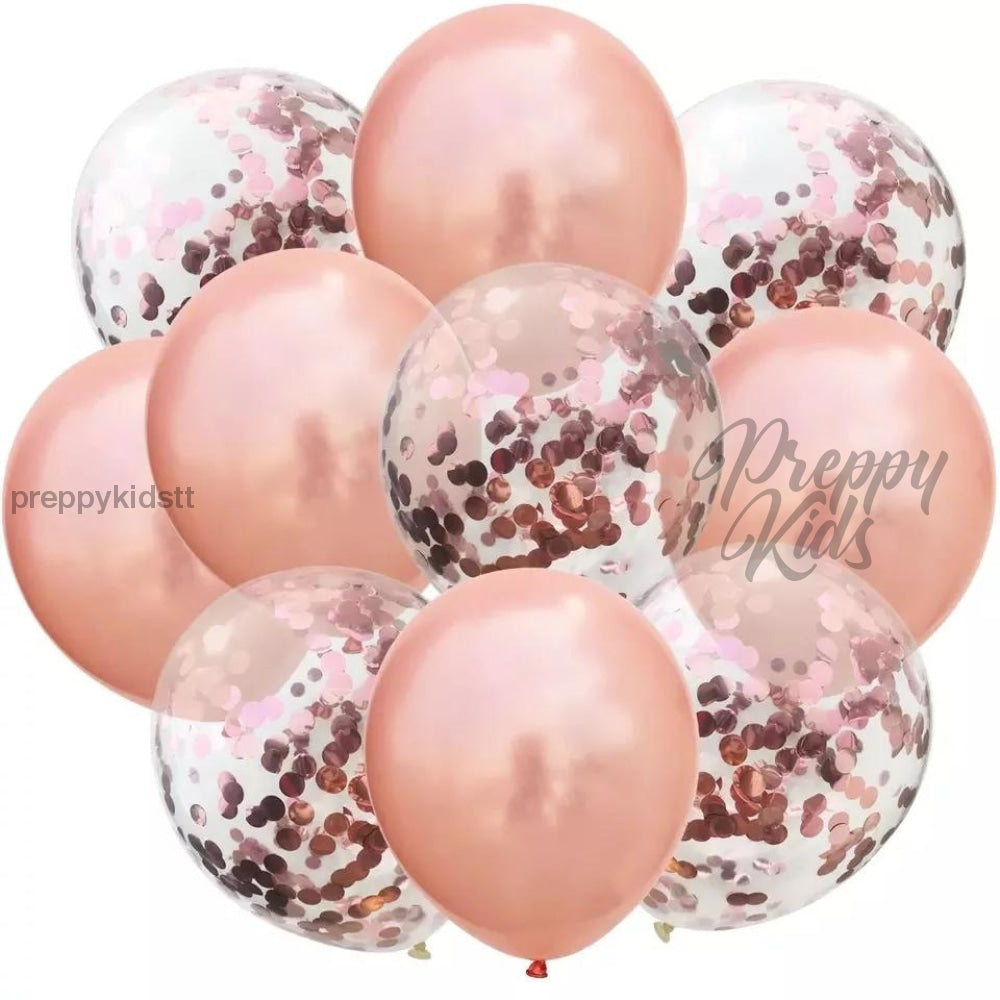 10 Pc Rose Gold Confetti Balloon Party Decorations
