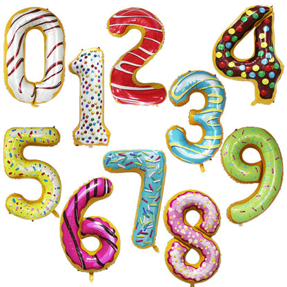 Donut Number Foil 40 &quot; Helium Balloons .  1 to 9