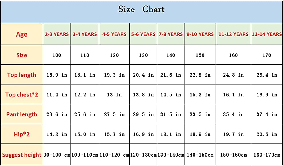 TrackSuit size chart