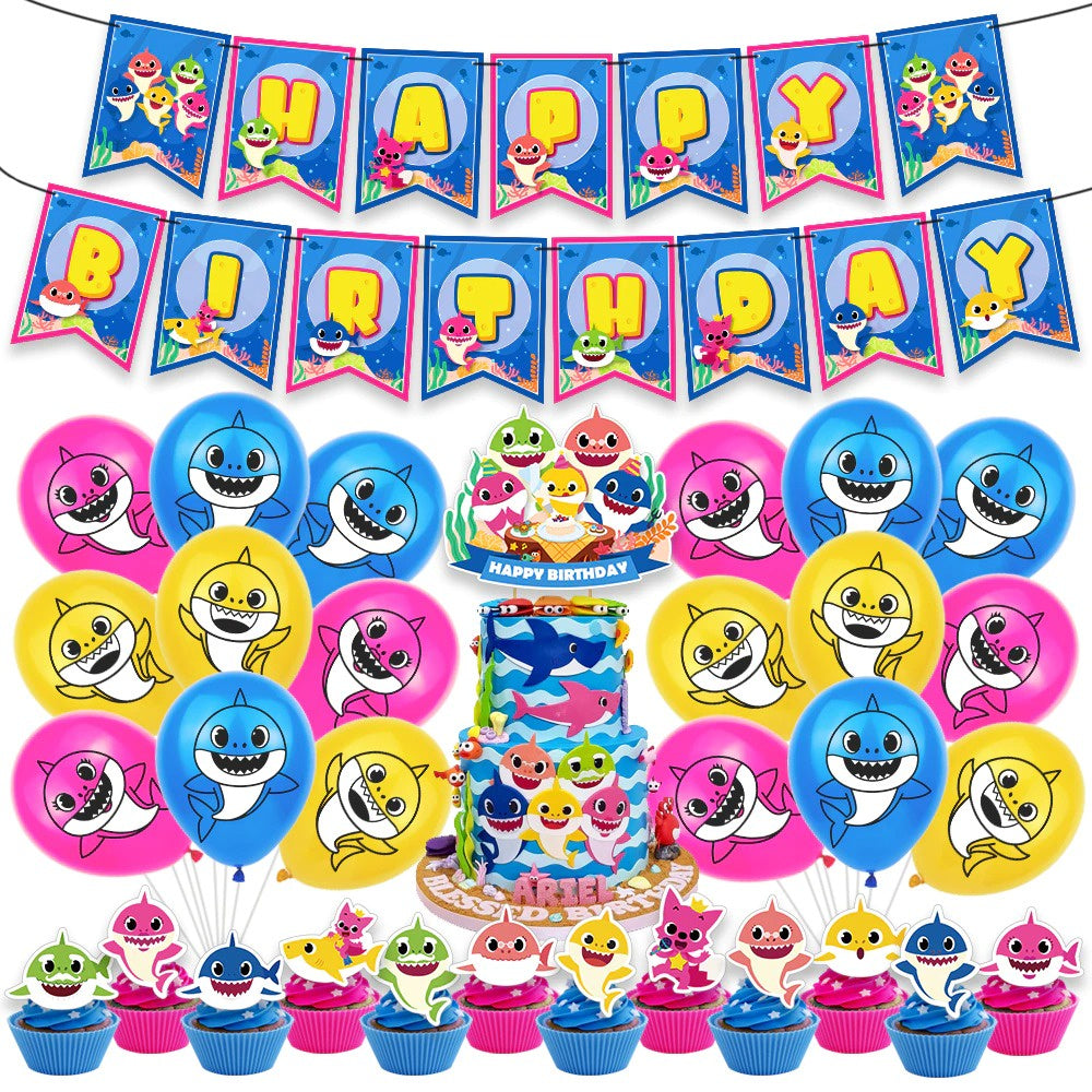 Baby Shark Party Lite birthday decorations package - Preppy Kids (Grand Bazaar)