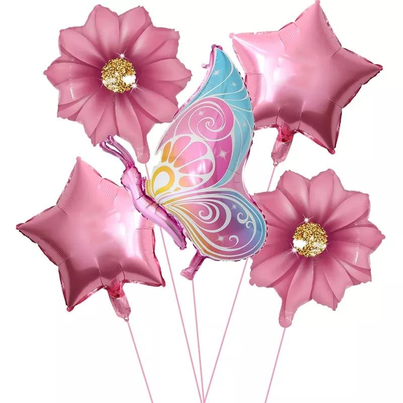 Butterfly Flower 5PC Foil Balloon rose gold - Preppy Kids (Grand Bazaar)