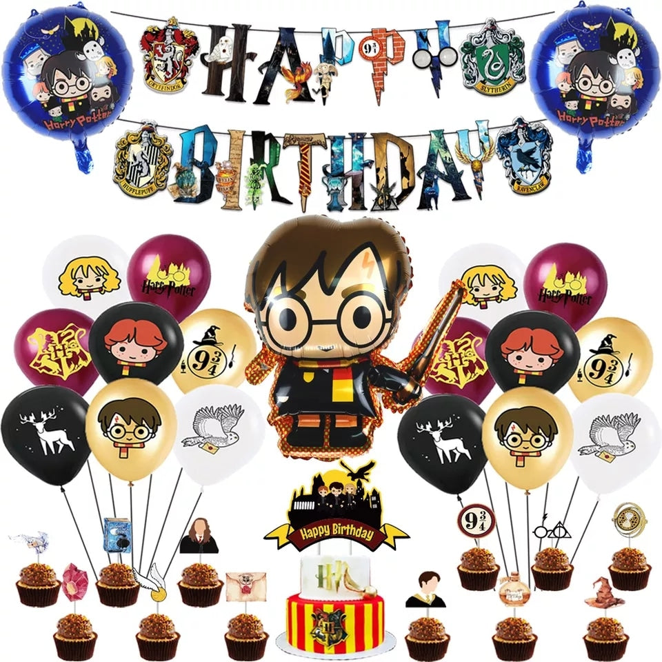 Harry Potter  Ultimate Balloon Package set Party Decorations with cake ,cupcake toppers ,banner