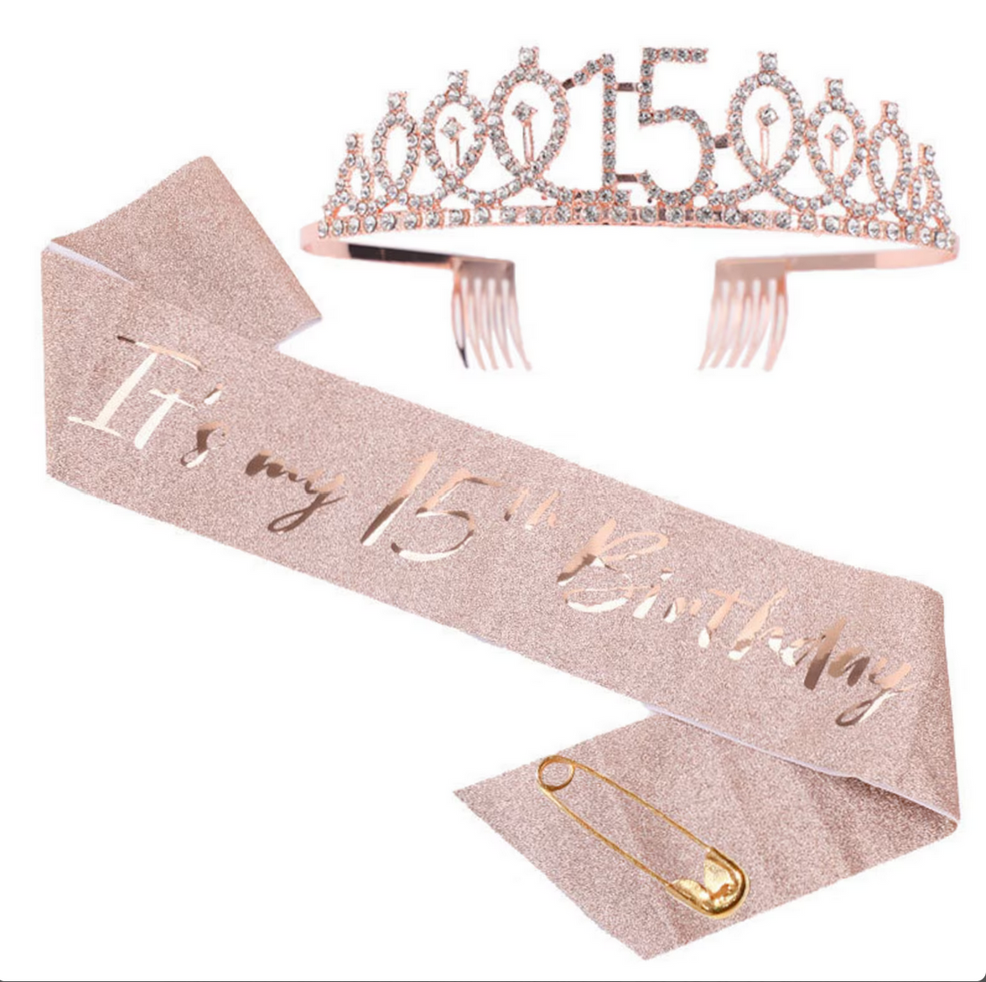 Tiara and Sash - 15th Birthday (Rose Gold) - Preppy Kids (Grand Bazaar)