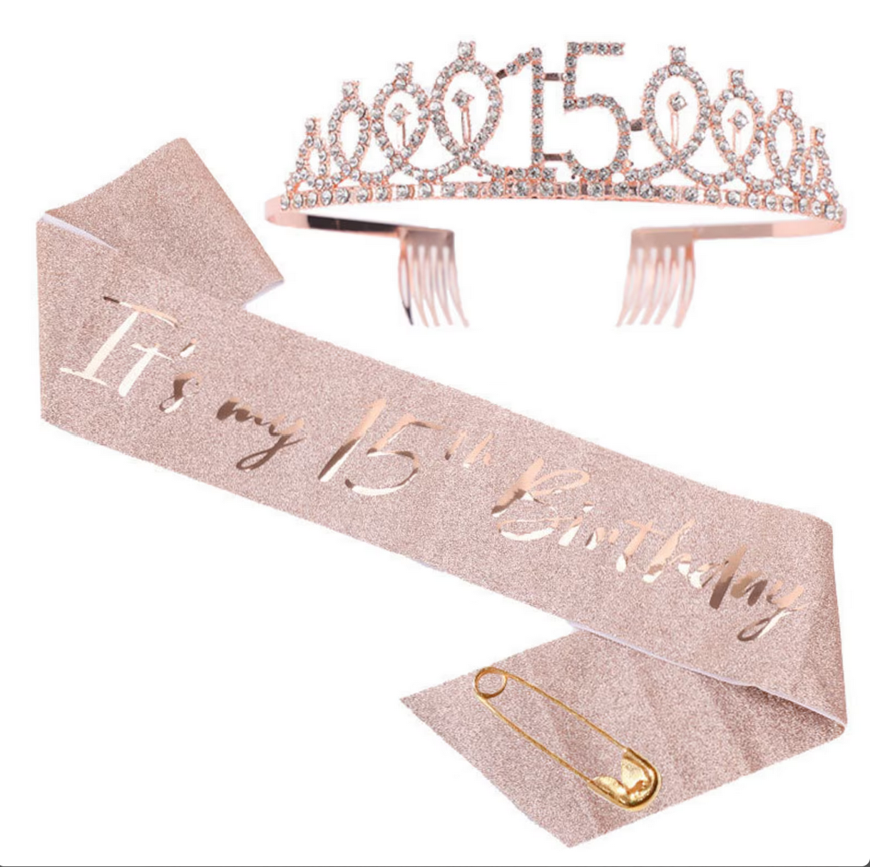 Tiara and Sash - 15th Birthday (Rose Gold)