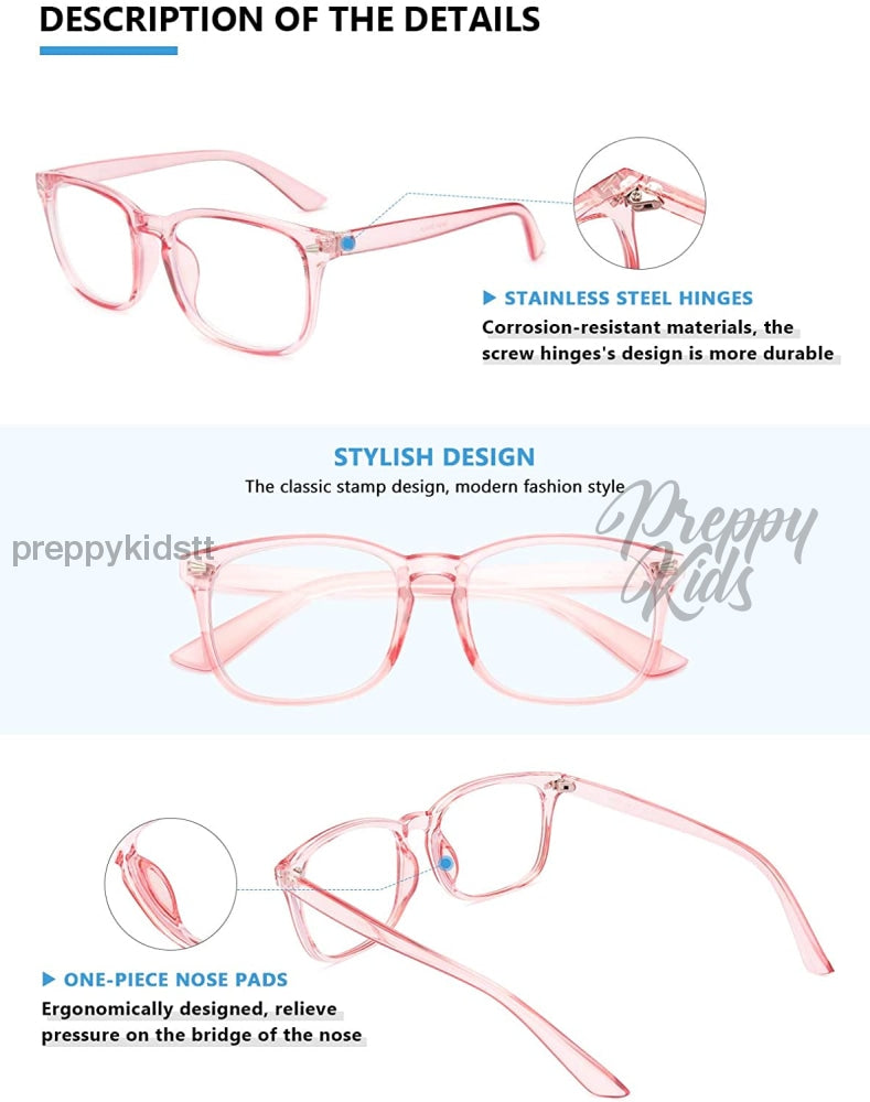 Adult Bluelight Blockers Clear Pink Glasses