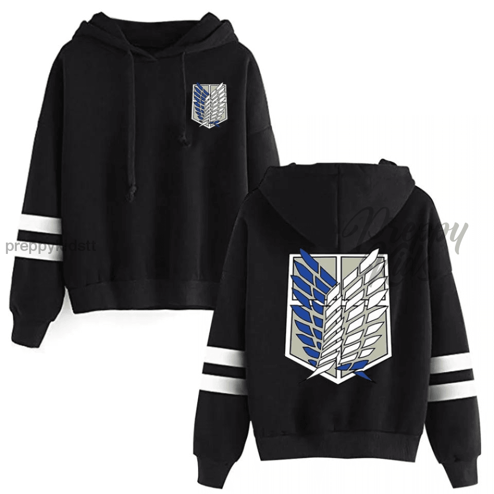 Attack On Titan Hoodie (Fleece Black White Stripes 3D Hoodies