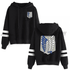 Attack On Titan Hoodie (Fleece Black White Stripes 3D Hoodies