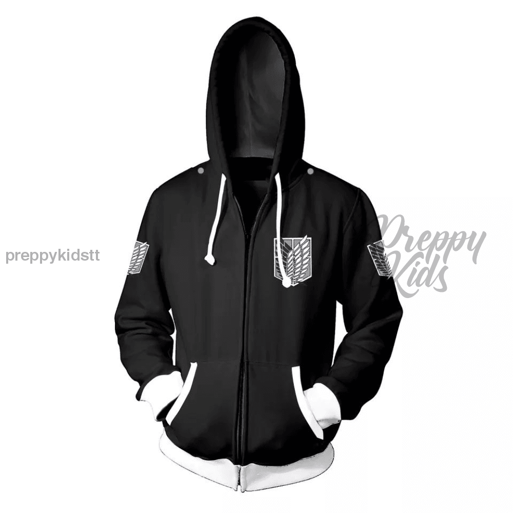 Attack On Titan Hoodie Zipper (Black) 3D Hoodies