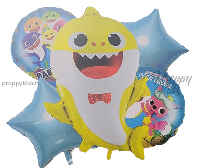 Baby Shark 5Pc Foil Balloon Set (Blue Pink Or Yellow) Party Decorations