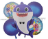 Baby Shark 5Pc Foil Balloon Set (Blue Pink Or Yellow) Blue Party Decorations