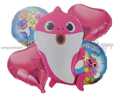 Baby Shark 5Pc Foil Balloon Set (Blue Pink Or Yellow) Pink Party Decorations