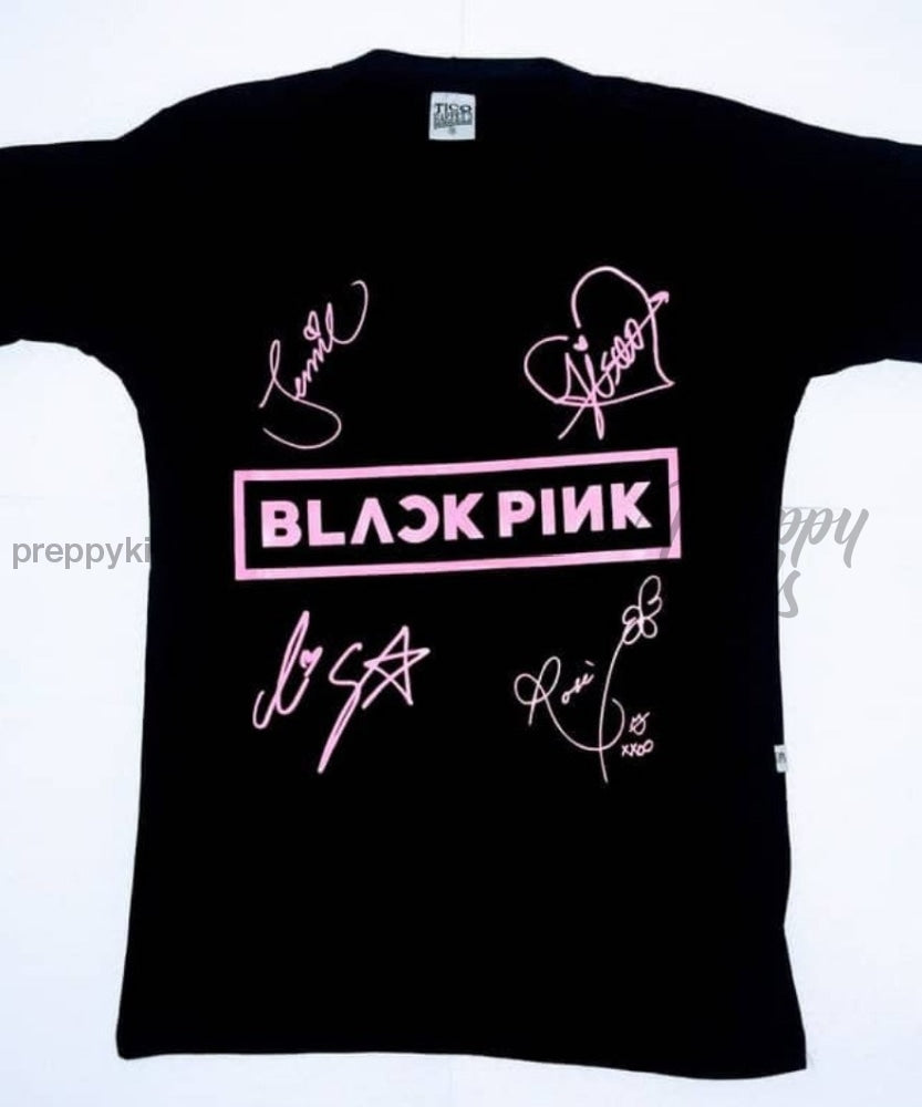 Blackpink Tshirt Signature With Heart (Black) Tshirts