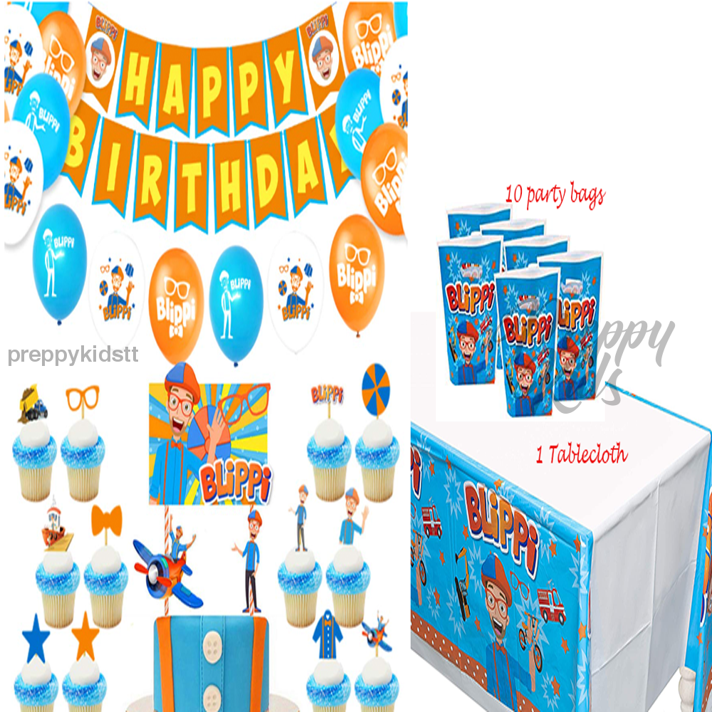 Blippi Party Decorations Package With Tablecloth And Party Bags