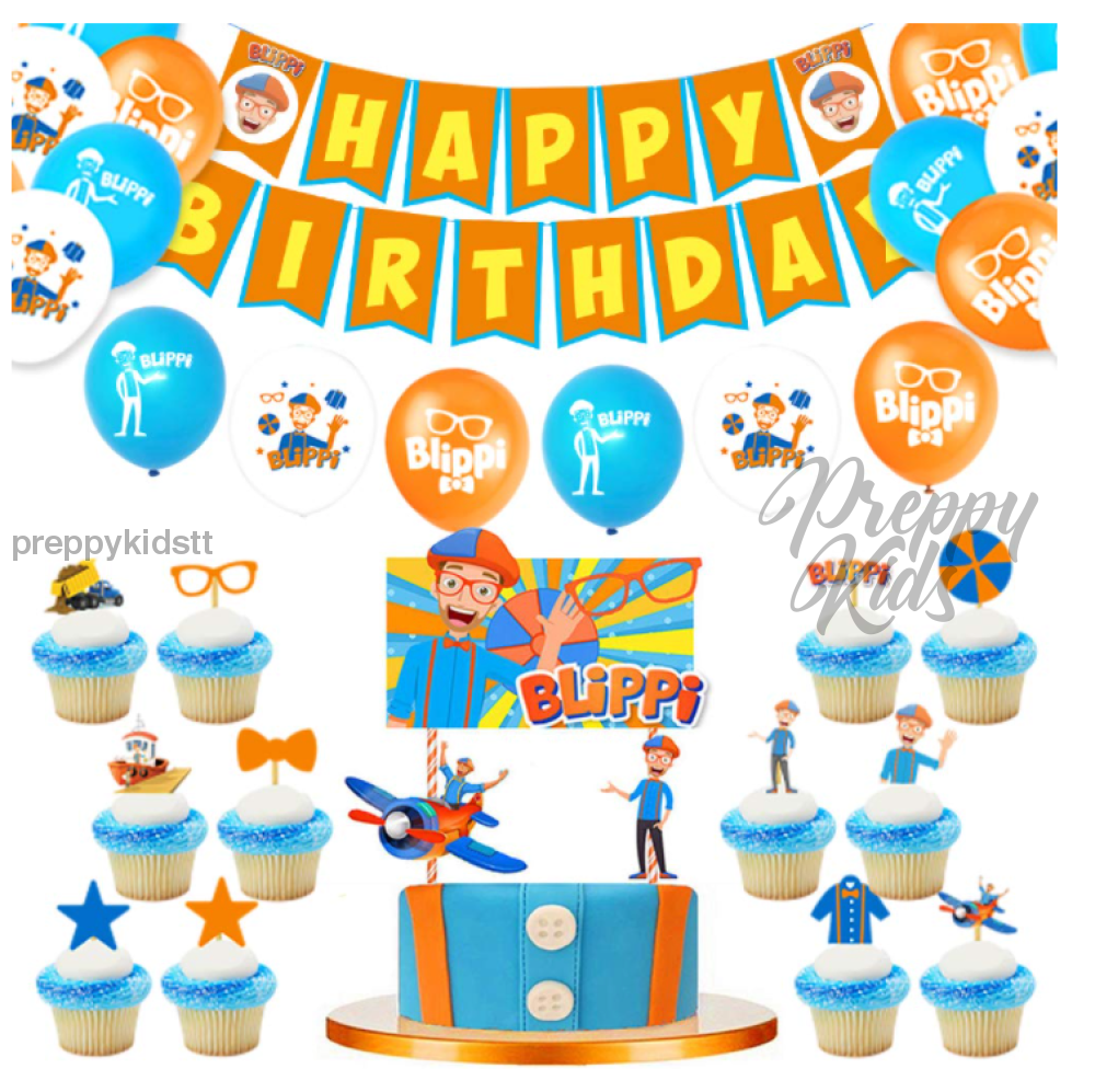 Blippi Party Decorations Package With Tablecloth And Party Bags