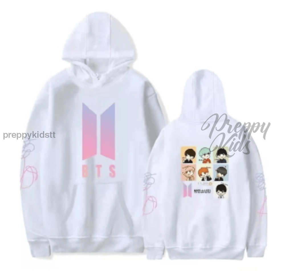 Bts Band Cotton Hoodie (White) Hoodies