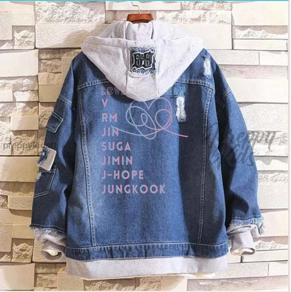 Bts Band Denim Hoodie (Dark Blue) 3D Hoodies