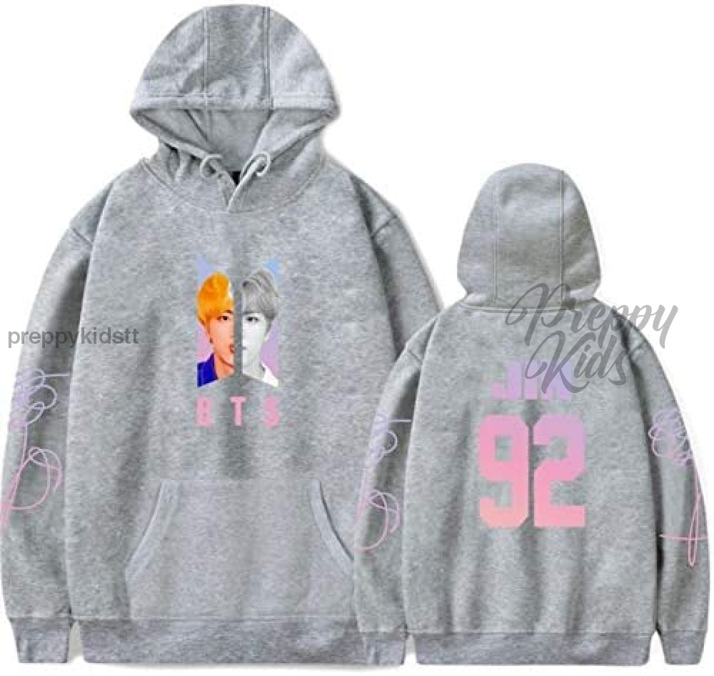 Bts Band Hoodie Grey With Jin 92 Cotton Hoodies