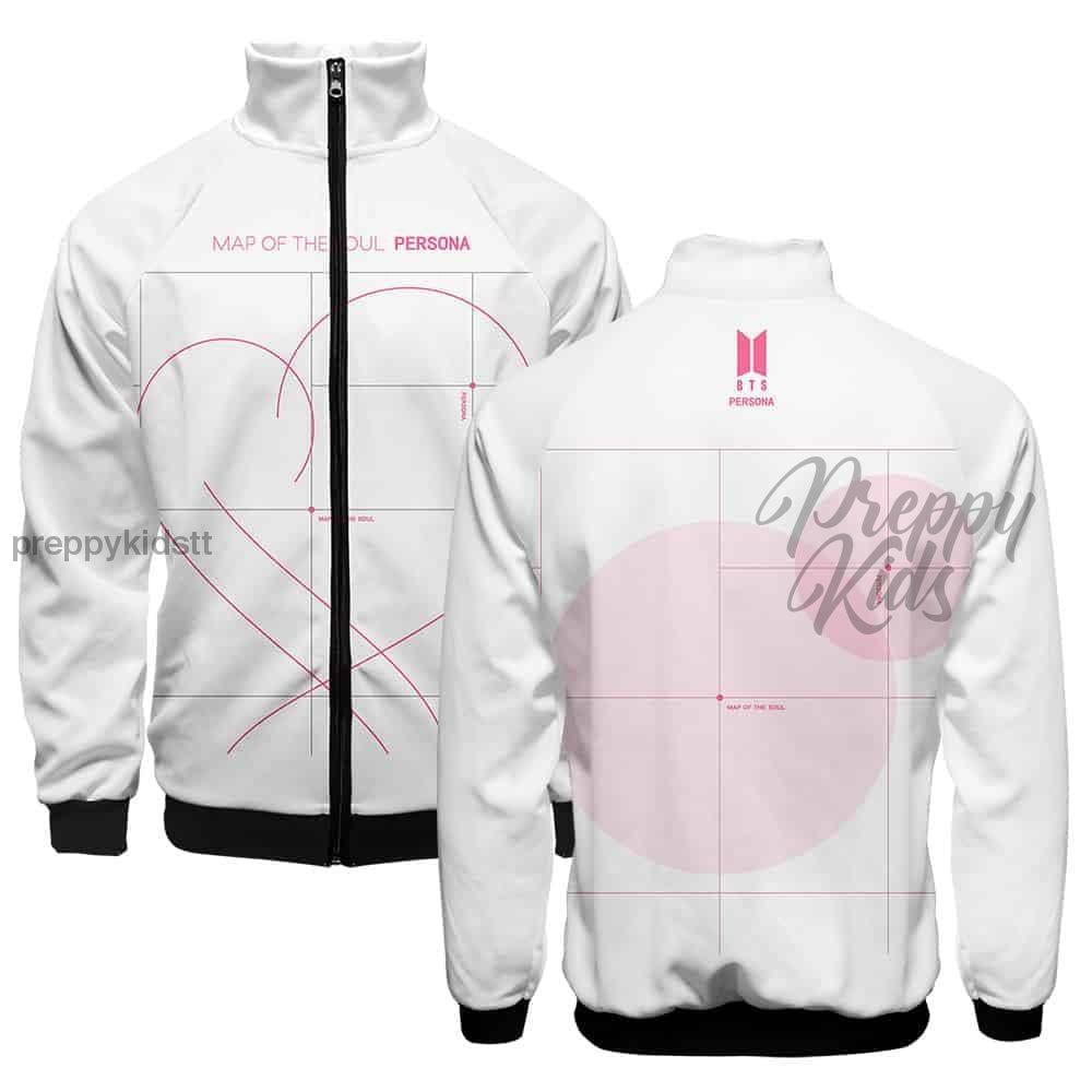 Bts Band Jacket (White Zipper) Map Of The Soul Persona Sweater 3D Hoodies