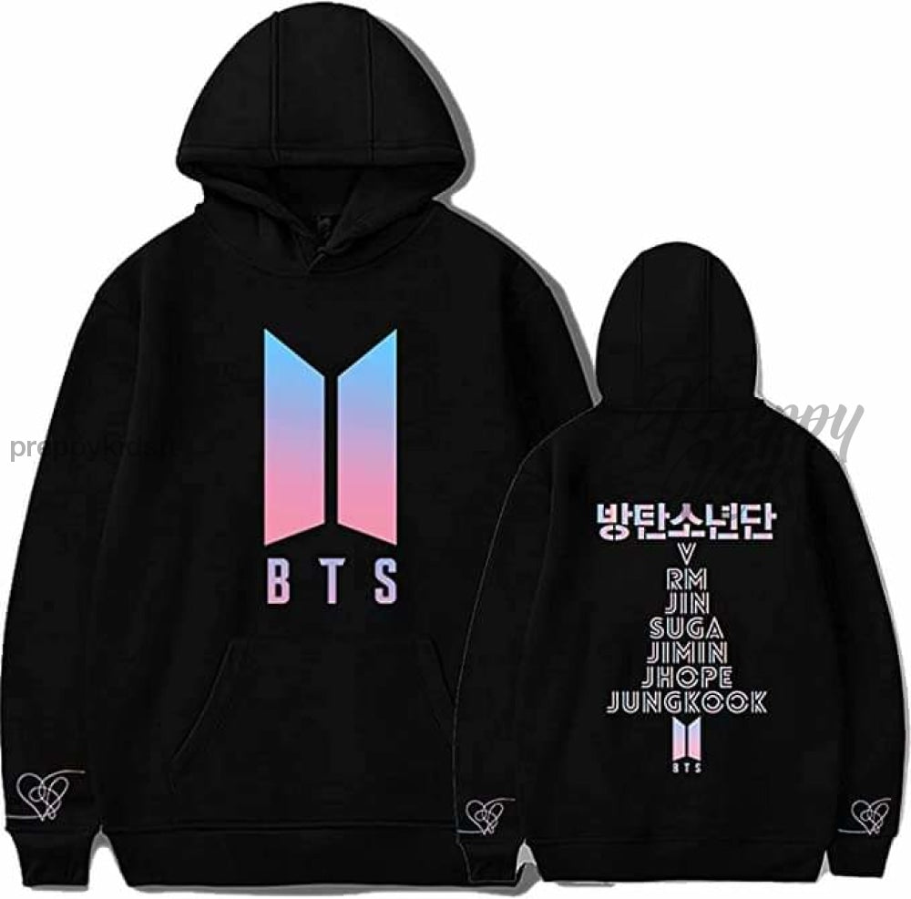 Bts Band Fleece Hoodie (Black With Names New Rm ) Cotton Hoodies