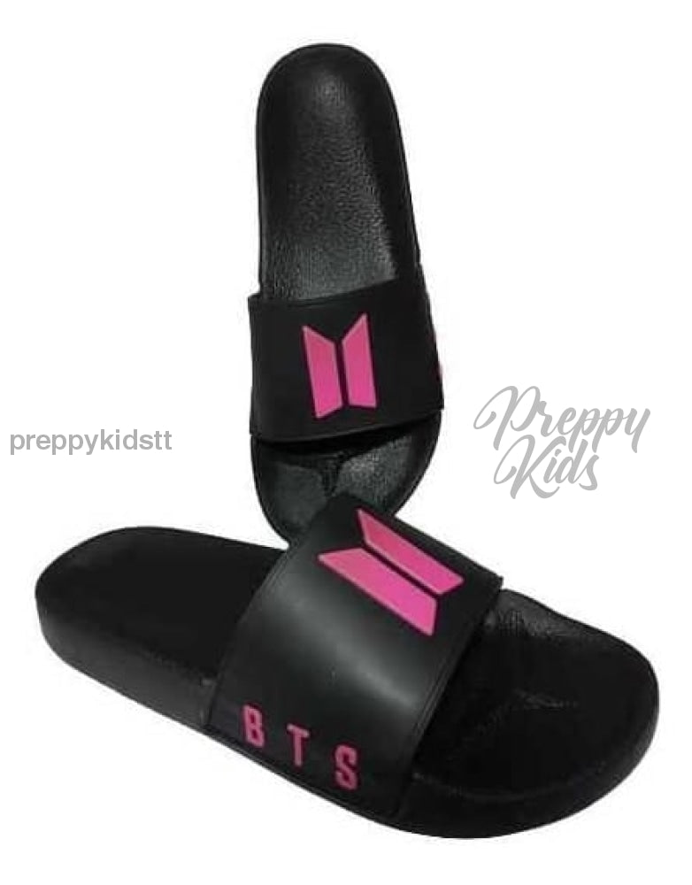 Bts Band Pink Logo Slippers