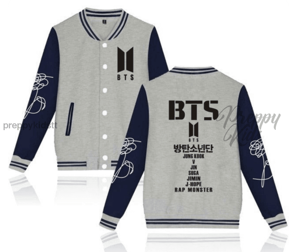 Bts Baseball Jacket (Grey Blue) 3D Hoodies