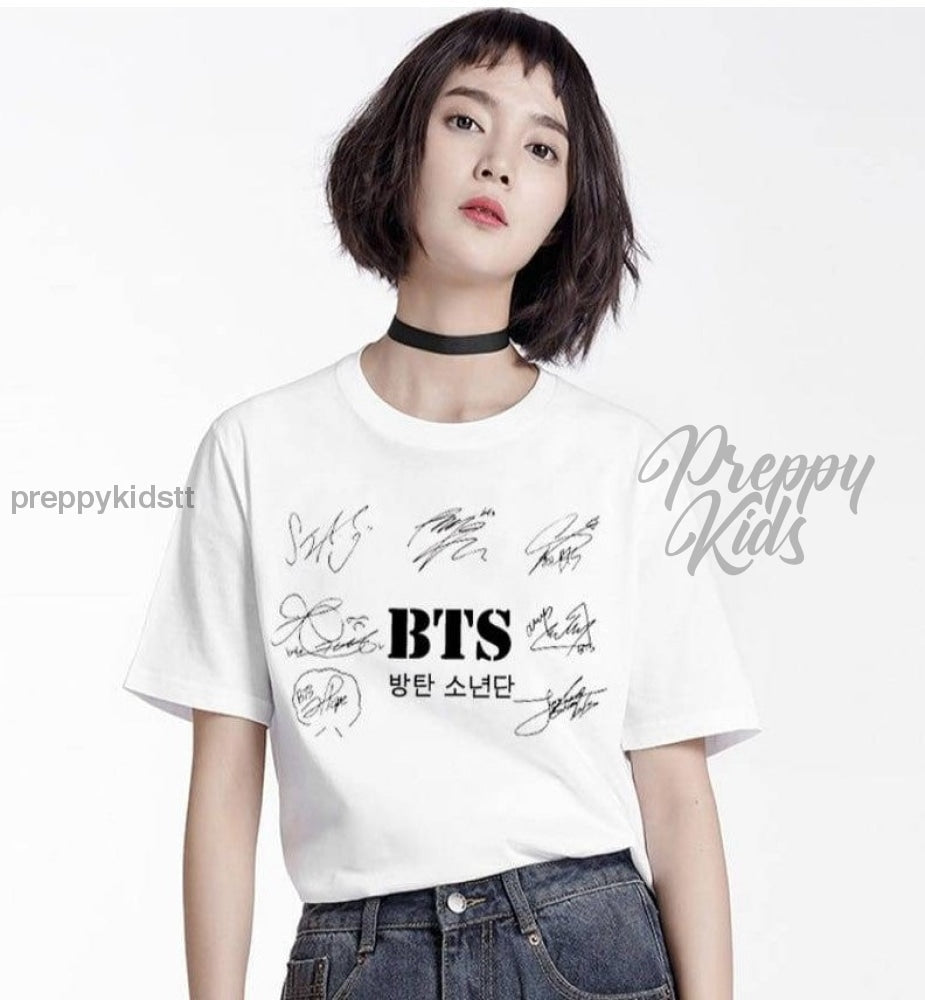 Bts Tshirt White With Band Name Signatures 3D Hoodies