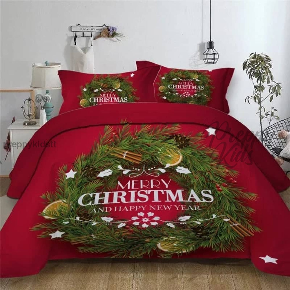Christmas Bed - Merry Happy New Year 3Pc Comforter Set (No. 45) Bed Sets