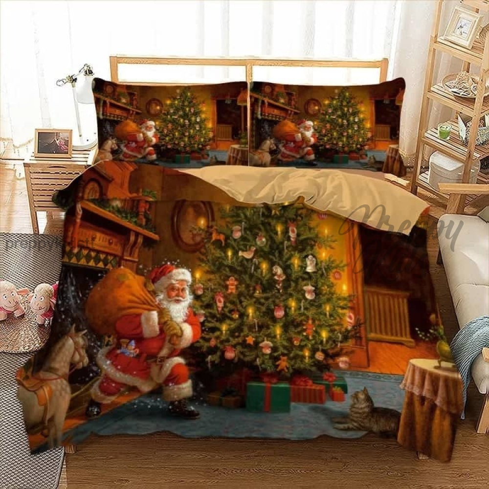 Christmas Comforter Set (Santa Gifts By The Tree) Bed Sets