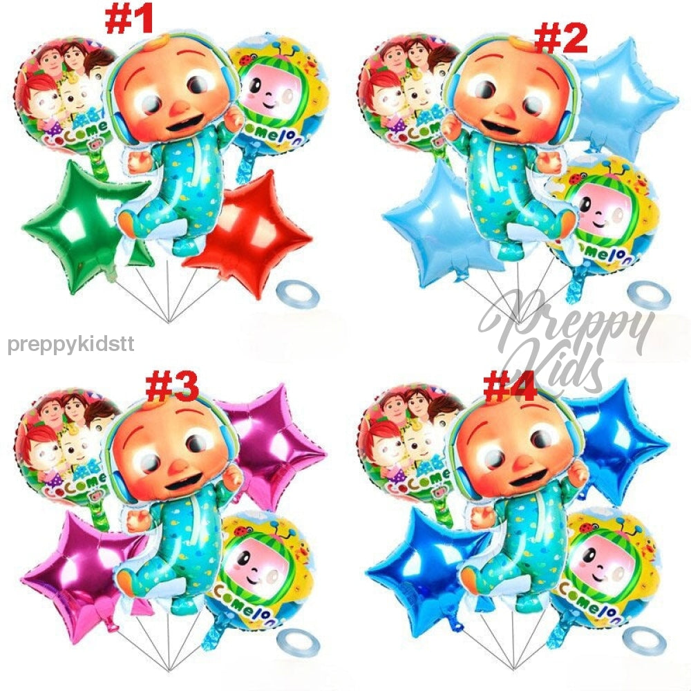 Cocomelon Jj Pyjamas 6Pc Foil Balloon Set Party Decorations