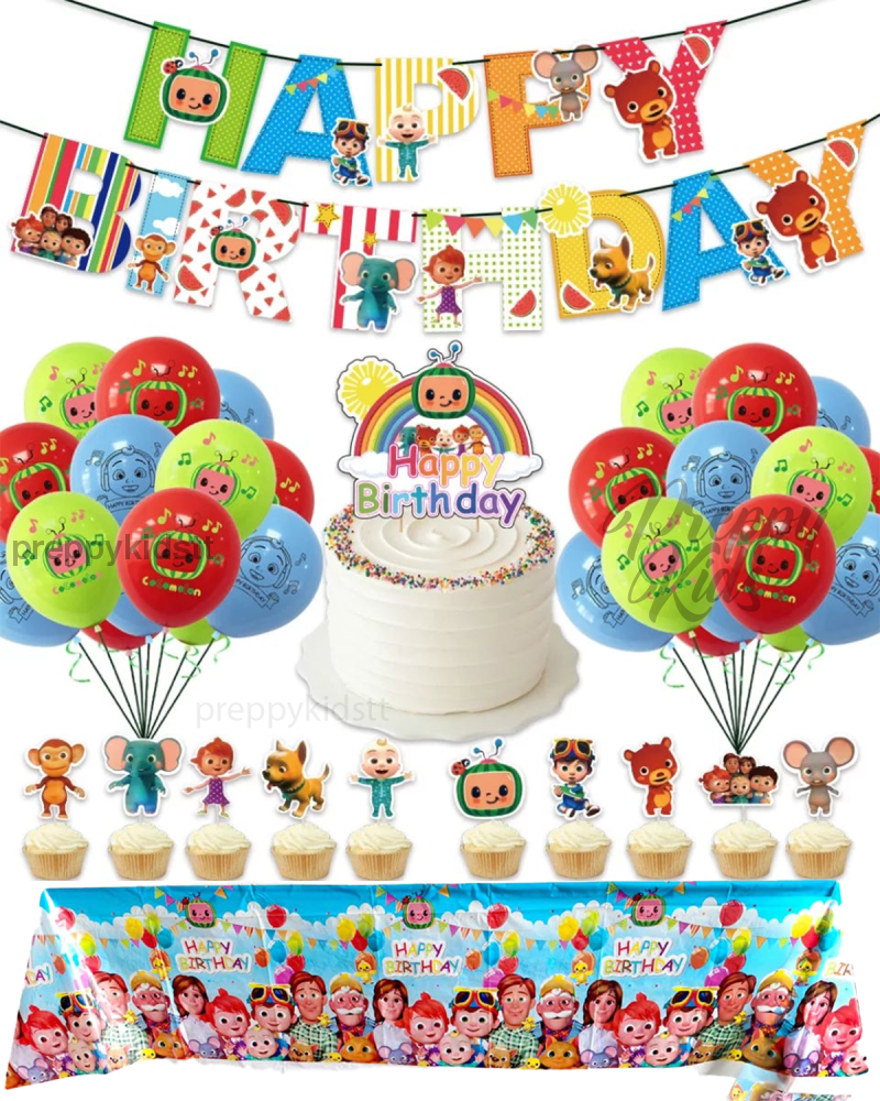 Cocomelon Party Decoration Package 4Th Edition With Tablecloth Decorations