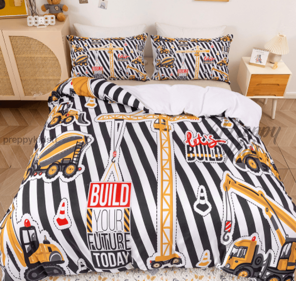 Construction Bed Build Your Future Today 3Pc 3D Comforter Set Bed Sets