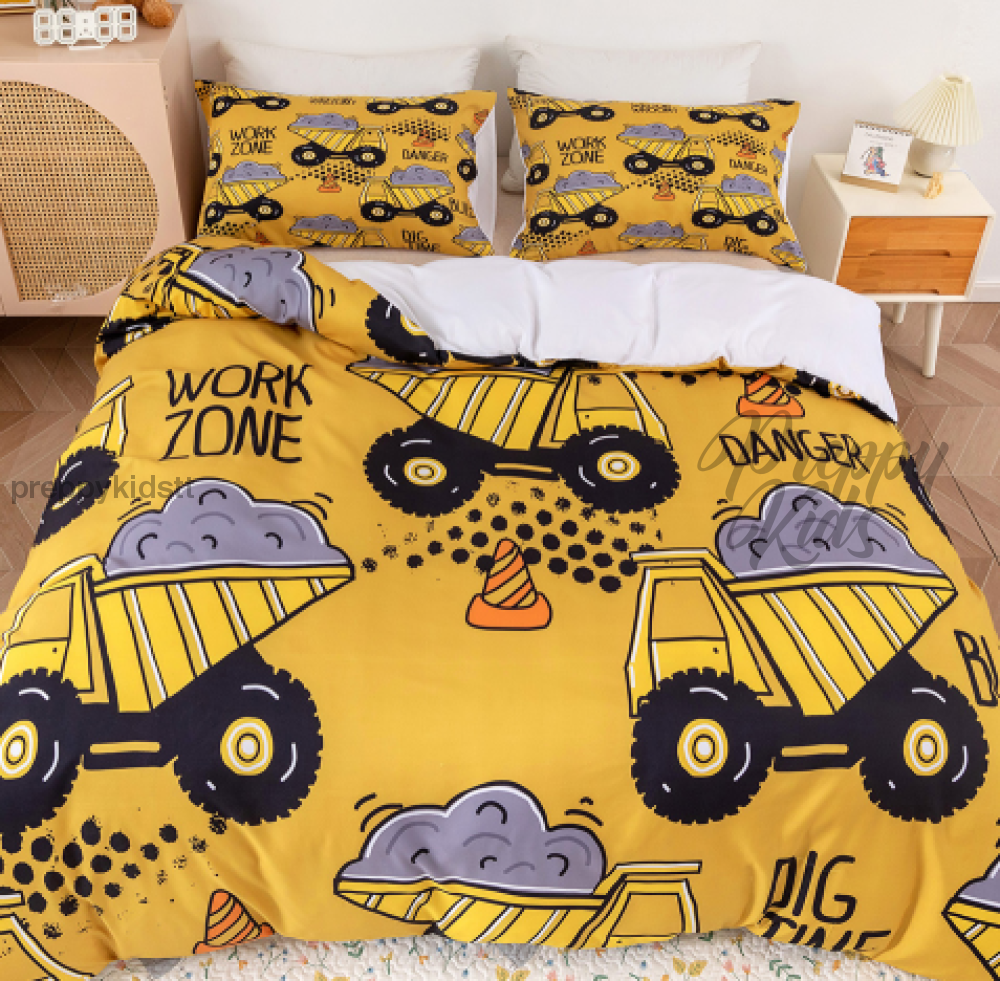 Construction Work Zone Bed 3Pc 3D Comforter Set) Bed Sets