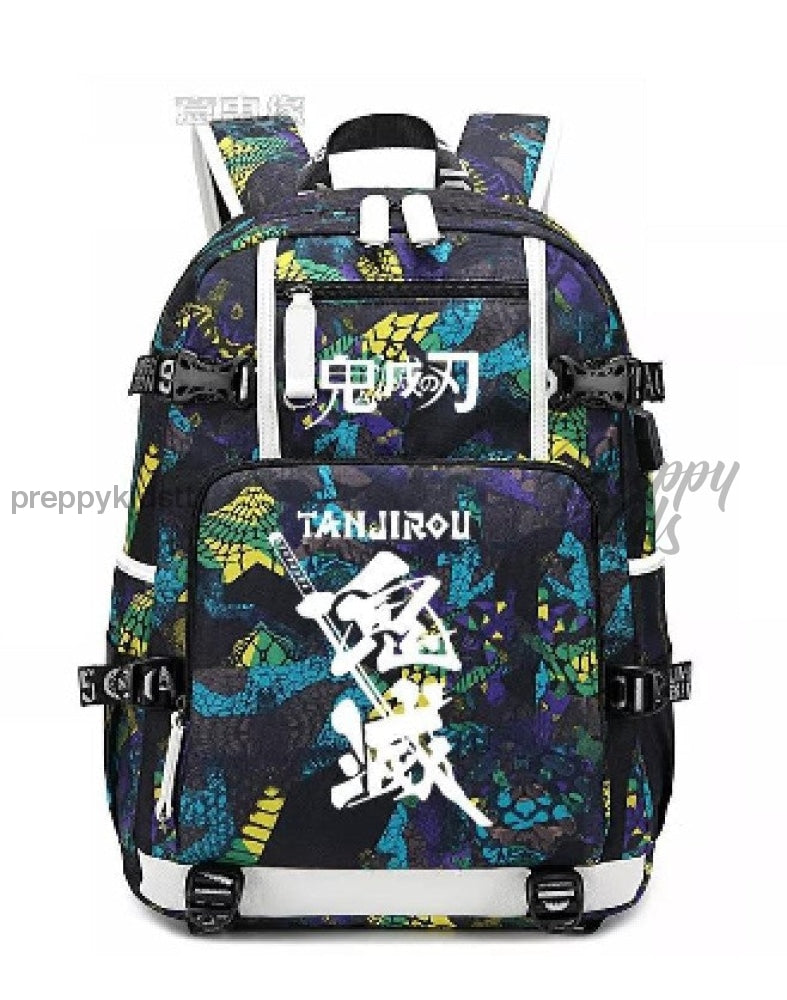 Demon Slayer Bookbag Glow In The Dark Usb Bookabg Backpack