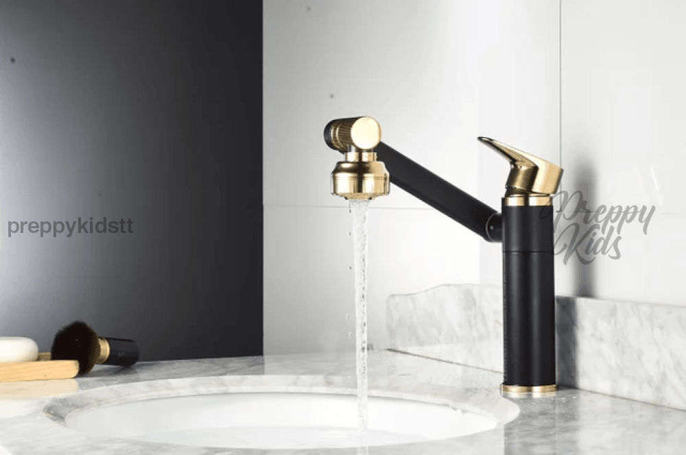 (Pre-Order) Diamond-V Black & Gold Adjustable Rotable Bathroom Basin Faucet